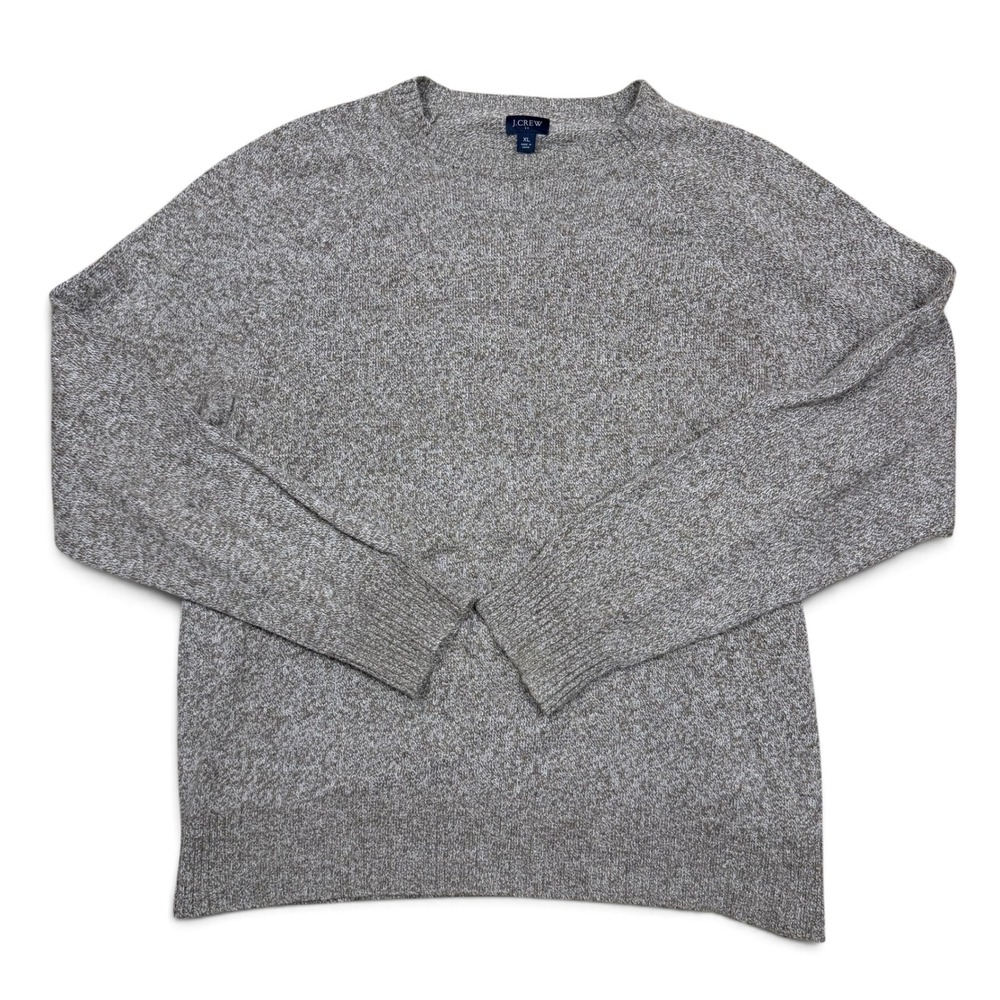 J.Crew Mens XL Marled Brown Lambswool Blend Raglan Crewneck Sweater